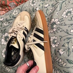 Adidas Samba Cream and Black Shoes